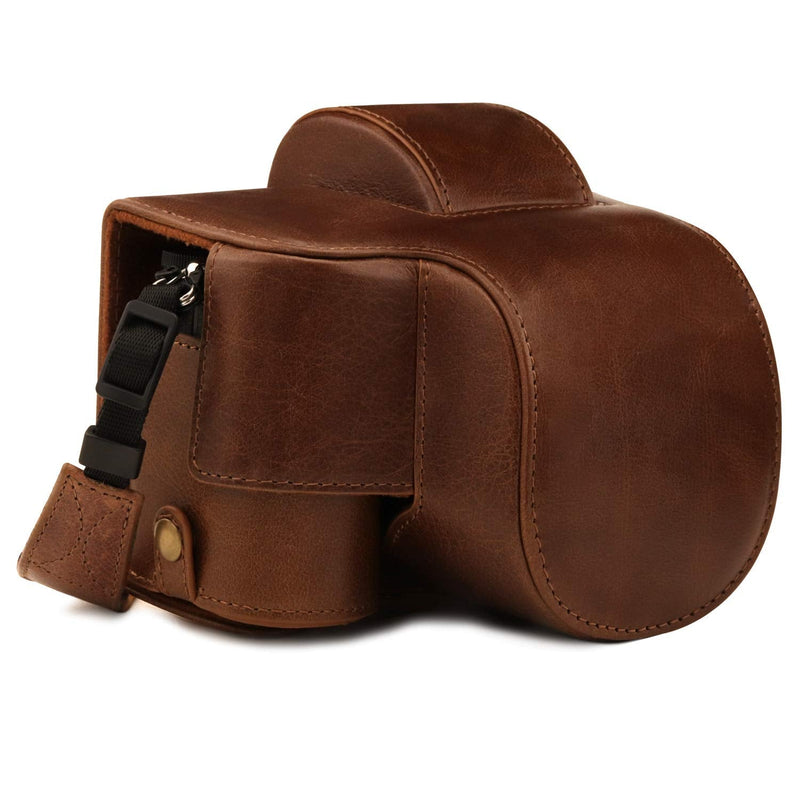 MegaGear Ever Ready Genuine Leather Camera Case Compatible with Nikon Z50 (16-50mm) Brown