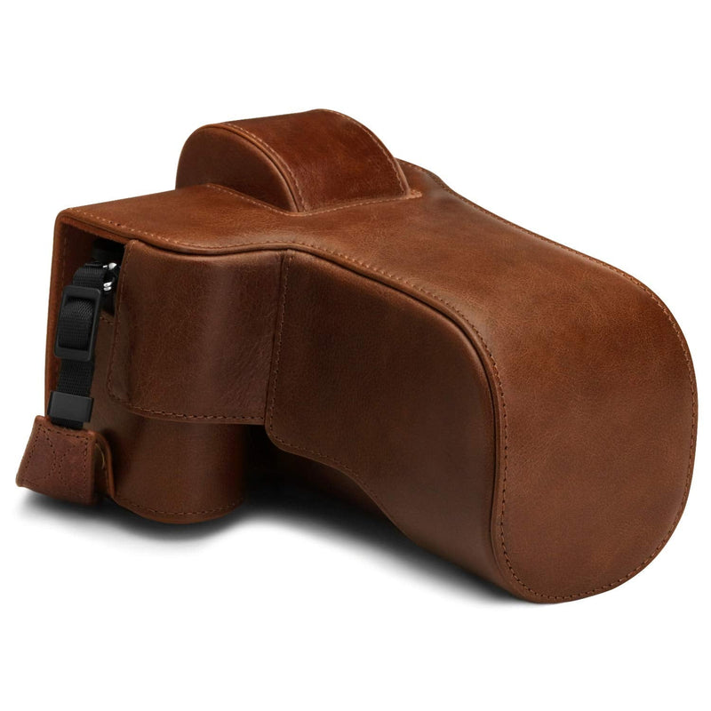 MegaGear Ever Ready Genuine Leather Camera Case Compatible with Nikon Z50 (50-250mm) Brown