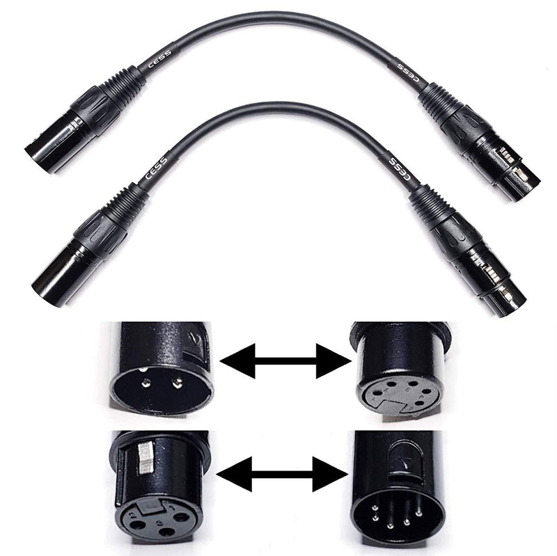 [AUSTRALIA] - CESS-078 XLR 3 Pin to XLR 5 Pin Adapter Cables, XLR3M to XLR5F & XLR3F to XLR5M, 2 Pack 