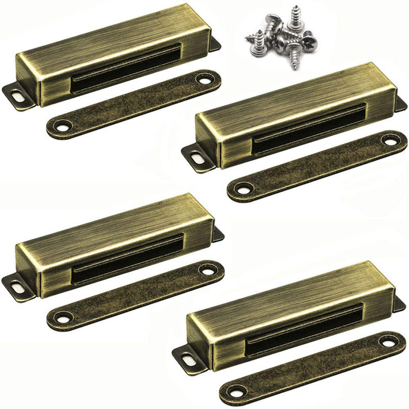 4 Pack Magnetic Cabinet Door Catch- Stainless Steel Closet Catches with Strong Magnetic- Furniture Latch 70 lbs (Bronze) 4PCS