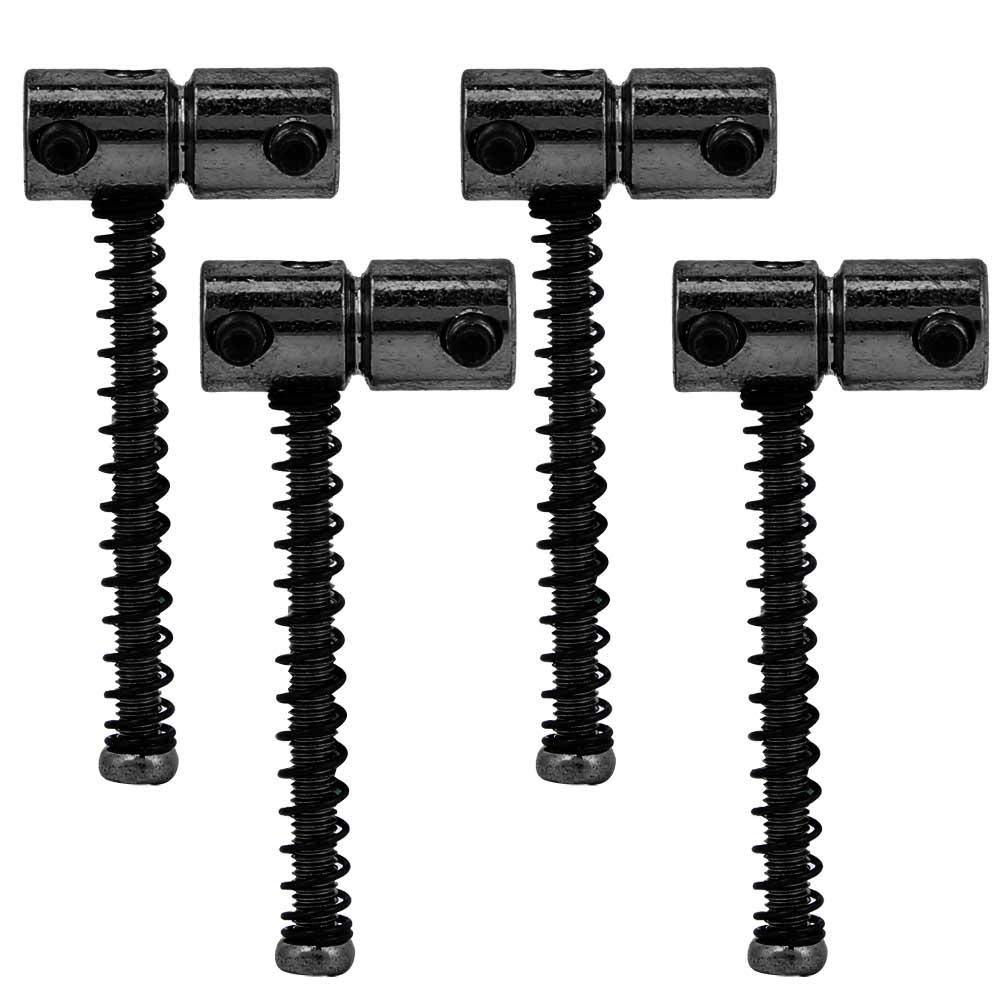 Bnineteenteam Compensated Saddles Set,4Pcs Guitar Bass Bridge String Saddles Spring Screws for Electric Bass Guitar Black