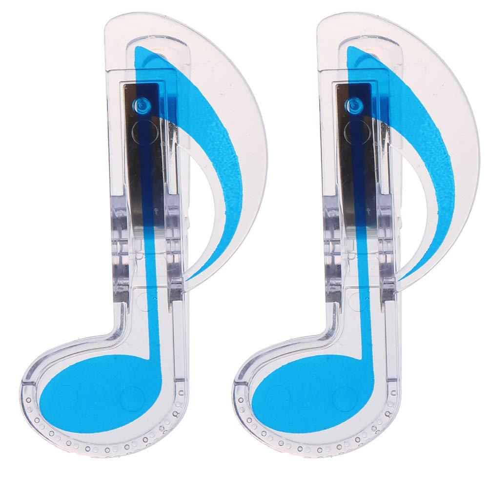 2 Pcs Plastic Music Note Book Page Clips Holder Music Page Treble Clef Clips Music Stand Accessory Musical Parts Blue
