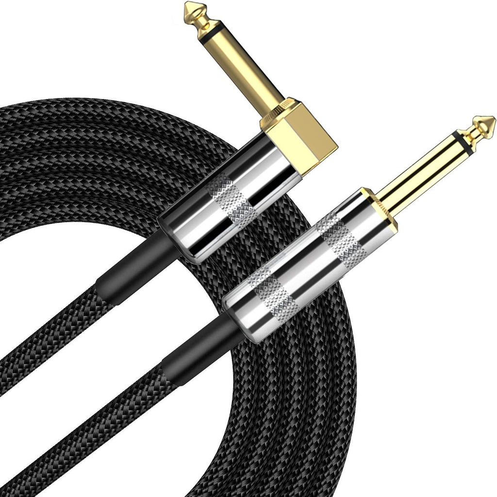 [AUSTRALIA] - Guitar Cable 10 ft, SOLUTEK Gold Plated Instrument Cable, Electric Bass,AMP Cord in Braided Jacket (1/4 Quarter Inch TS Right Angle),Strain Relief Plug Durable,Noiseless Clear Tone Guitar Cord. 
