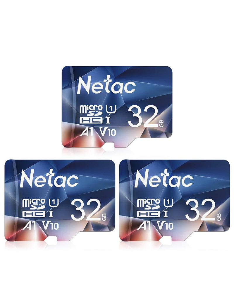 Netac Micro SD Card 32GB 3 Packs, Mini TF Memory Card with up to 90 MB/s, UHS-1, Class 10, SDHC, FAT32, V10, A1, FHD 32GB*3