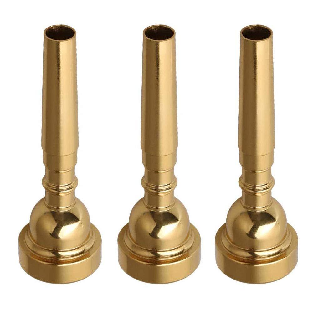 Liyafy 3pcs Bb Trumpet Mouthpiece 3C 5C 7C Classic Shape Replacement Trumpet Parts Gold Plated