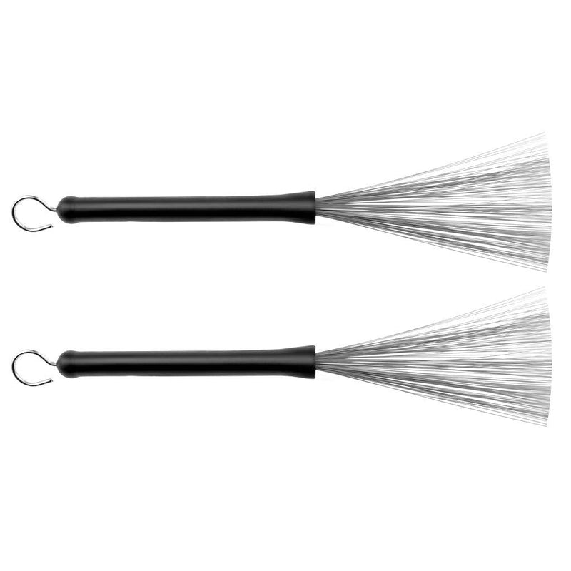 Alnicov Drum Brushes Retractable Drum Wire Brushes with Comfortable Rubber Handle for Jazz Rock Music Lover Beginners(2 Pieces)