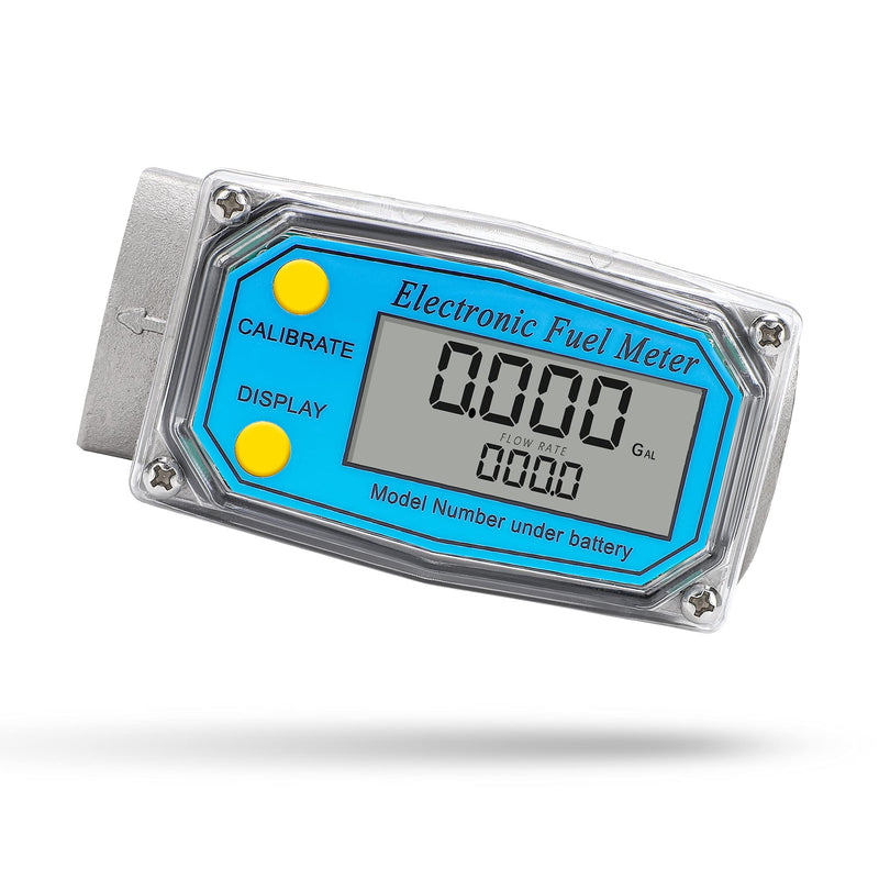 CGOLDENWALL Turbine Flow Meter Digital Fuel Flowmeter with FNPT Inlet/Outlet, 1inch Flow Meter for Water Diesel Kerosene Gasoline, 2.5-26GPM /9-100LPM (1 inch) 1 inch