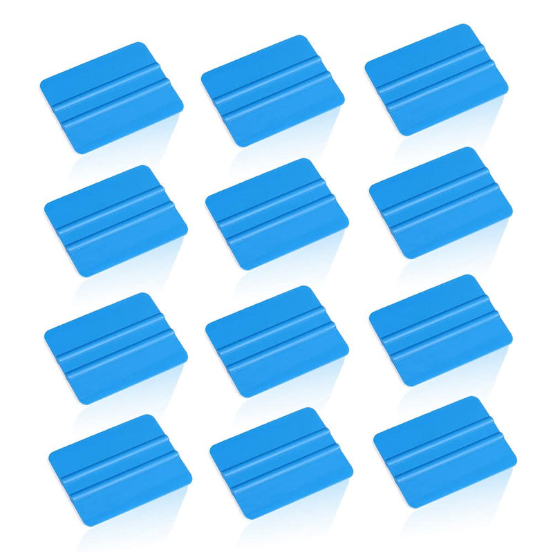 Lependor Blue Hand Applicator Squeegee, Decal Vinyl Wrap Handy Tool for Window Tint,Car Vinyl Wrap,Decal Sticker Wallpaper Installation - 12 Packs
