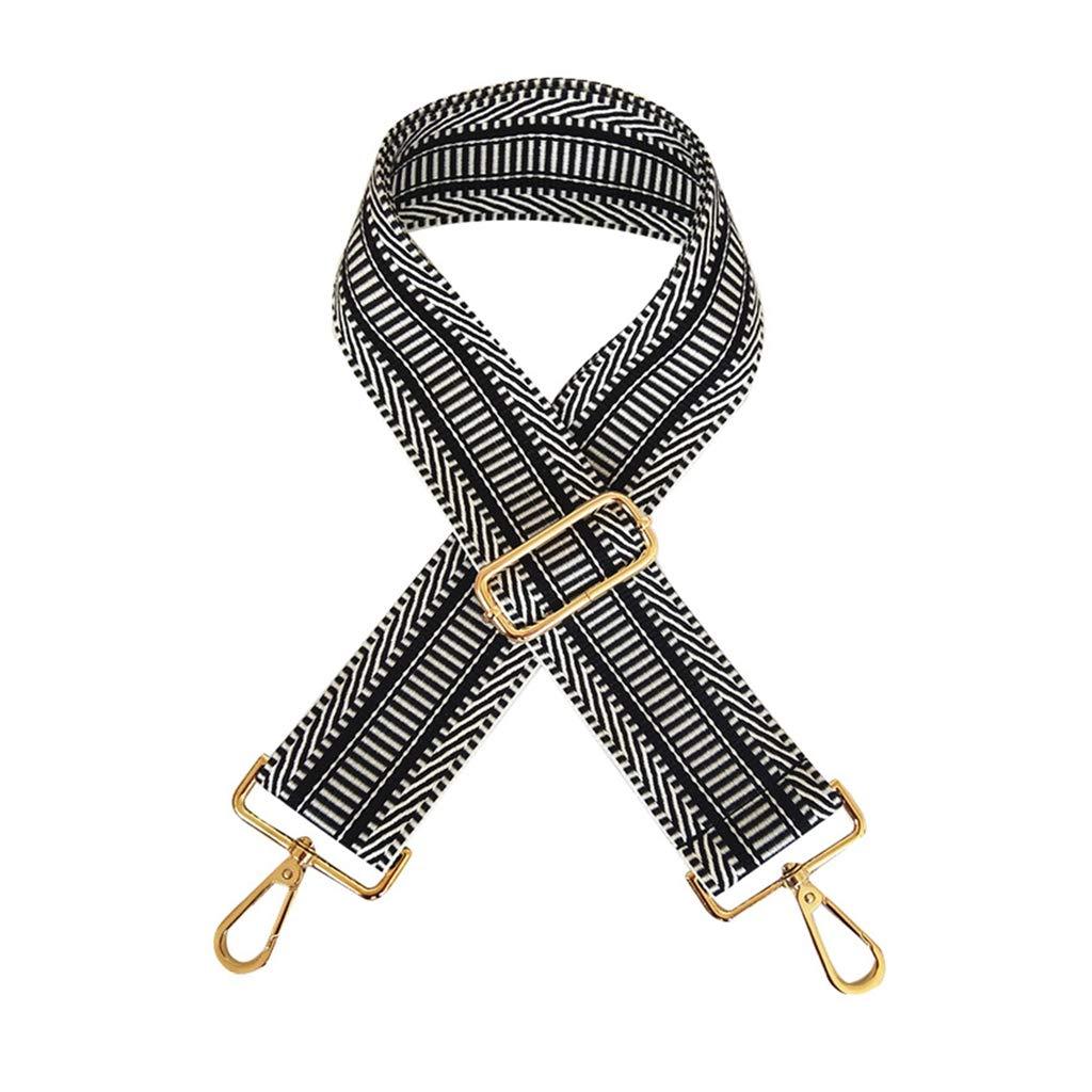 Seearay Purse Strap Replacement Crossbody Stripe Guitar Style Strap Wide Bag Strap Shoulder Handbag Strap Adjustable Length 135cm/53.14" (Black) Black