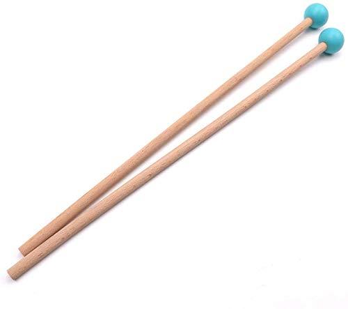 Liyafy 2PCS Marimba Sticks Xylophone Piano Hammer Rubber Mallet Percussion with Maple Handle - Blue Big