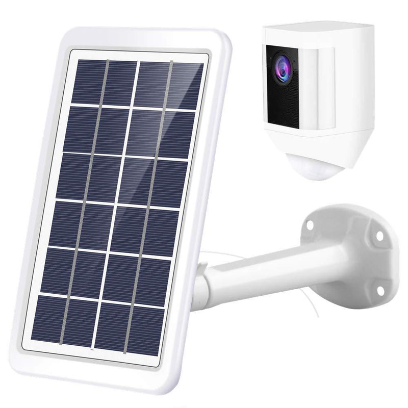 Spotlight Cam Battery Solar Panel, Tyrone Surveillance Camera Solar Panel and Adjustable Metal Mount Bracket, Power Charging Cable Compatible Spotlight Cam Battery (White)