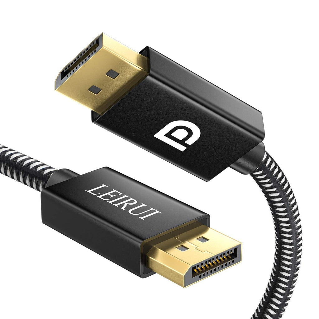 LEIRUI DisplayPort Cable 6.6 Feet, 1.2 DP to DP Cable (4K@60Hz, 2K@165Hz, 2K@144Hz), DisplayPort to DisplayPort Nylon Braided Cord, High Speed for HDTV Graphics Card Projector, Gaming Monitor Cable Black