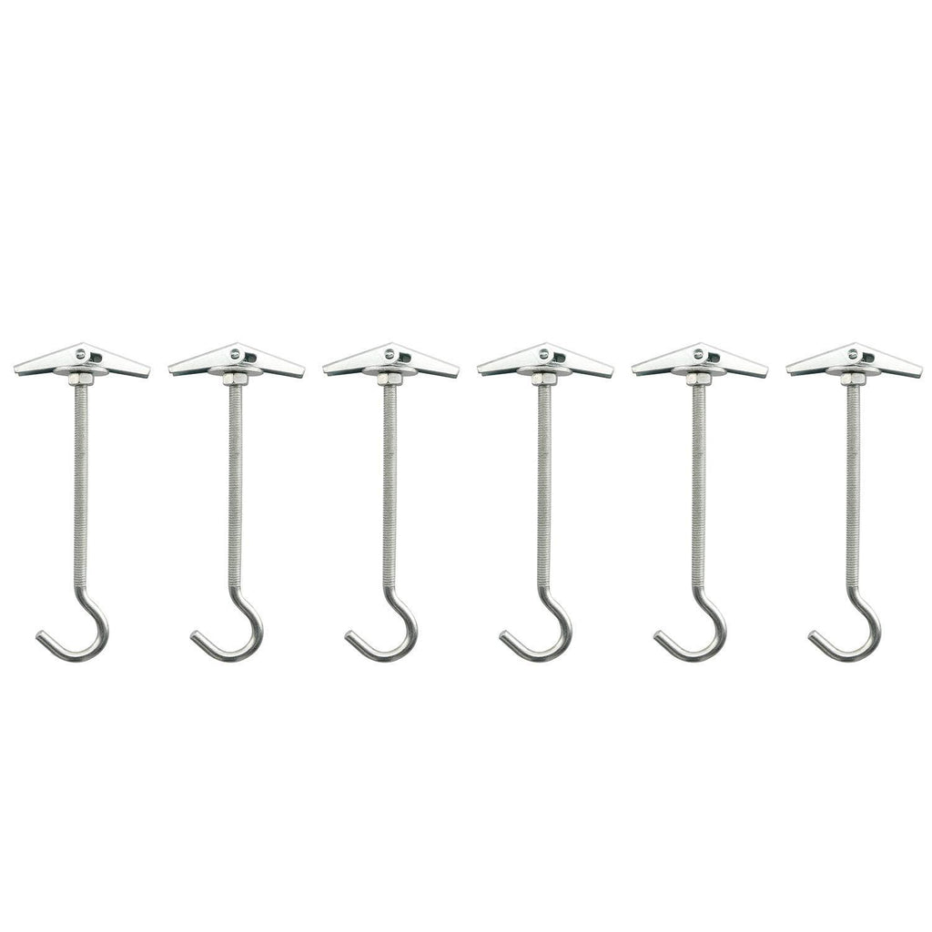 JCBIZ 6pcs Stainless Steel Heavy Duty Ceiling Hooks Toggle Bolt Hook 4x90mm with Wing Nuts for Precast Slab Hollow Brick Ceiling Installation Hanging