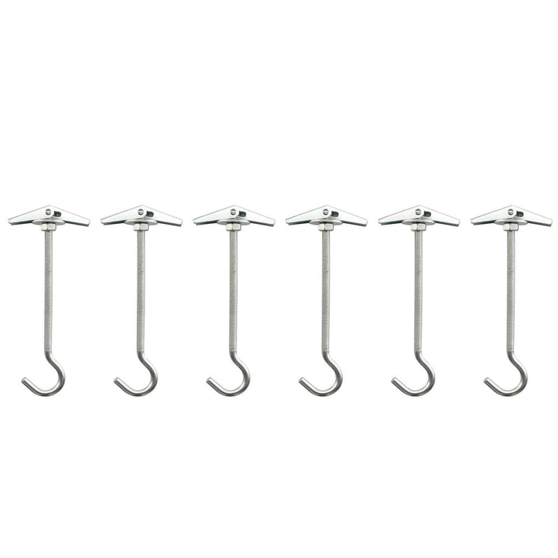 JCBIZ 6pcs Stainless Steel Heavy Duty Ceiling Hooks Toggle Bolt Hook 4x90mm with Wing Nuts for Precast Slab Hollow Brick Ceiling Installation Hanging