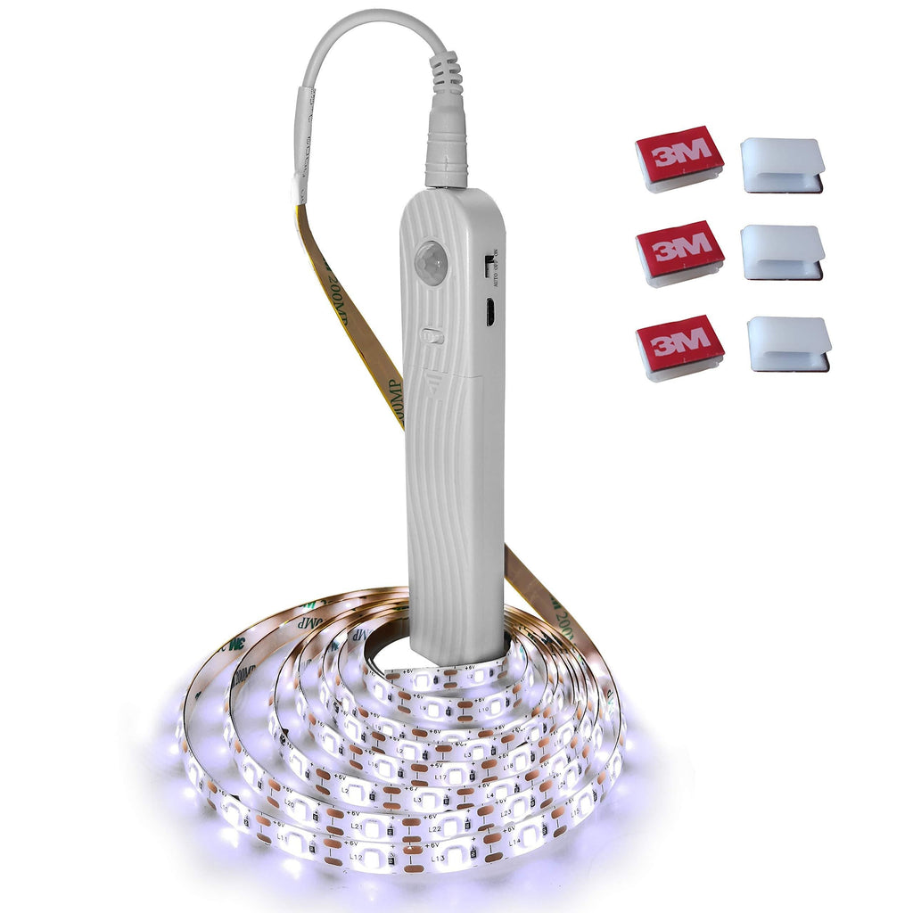 [AUSTRALIA] - WISEPOCH Motion Sensor USB Rechargeable Dimmable LED Strip Lights, Cordless Smart Night Light (Daylight White, 6.6FT/2M) Daylight White 