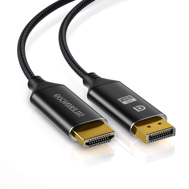 Displayport to HDMI, SILEBING09 Nylon Braided 10FT 4K Uni-Directional DP to HDMI Cable Compatible with Most Monitors 10 Feet
