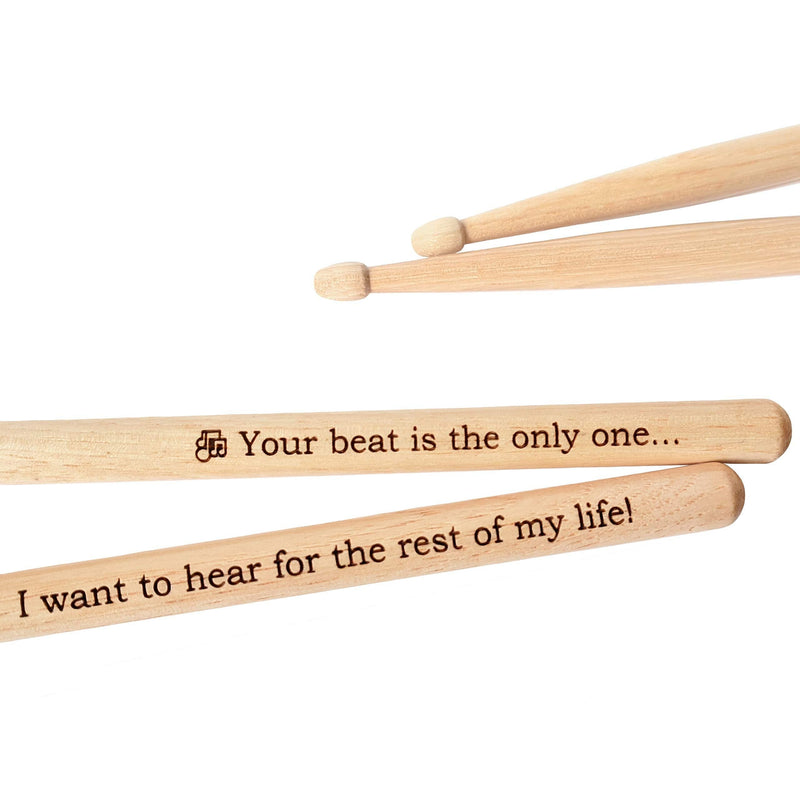 Engraved Drumsticks Wooden Drum Sticks 1 PAIR Gift for Drummer Men Musician Wedding Groomsman Great Gift Idea for Boyfriend Husband Valentine's Day Gift Sign Natural Hickory Wood (Your Beat) Your Beat