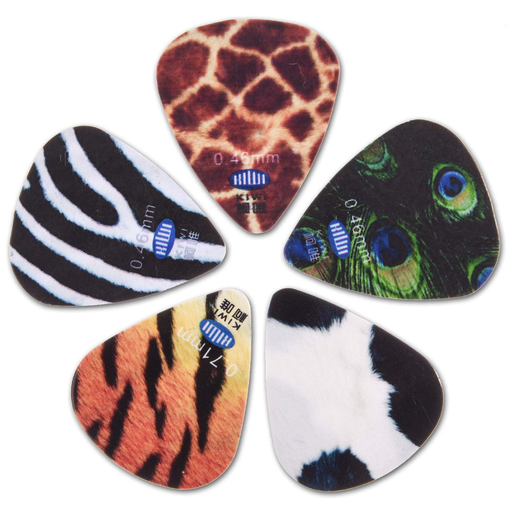 Guitar Picks Unique Vintage Pattern Design Guitar Plectrums，Abstract Art Colorful 5 Pack for Guitar Player,Bass Electric Guitar Acoustic Guitar Lovers Guitarists Gift (Animal fur) Animal fur