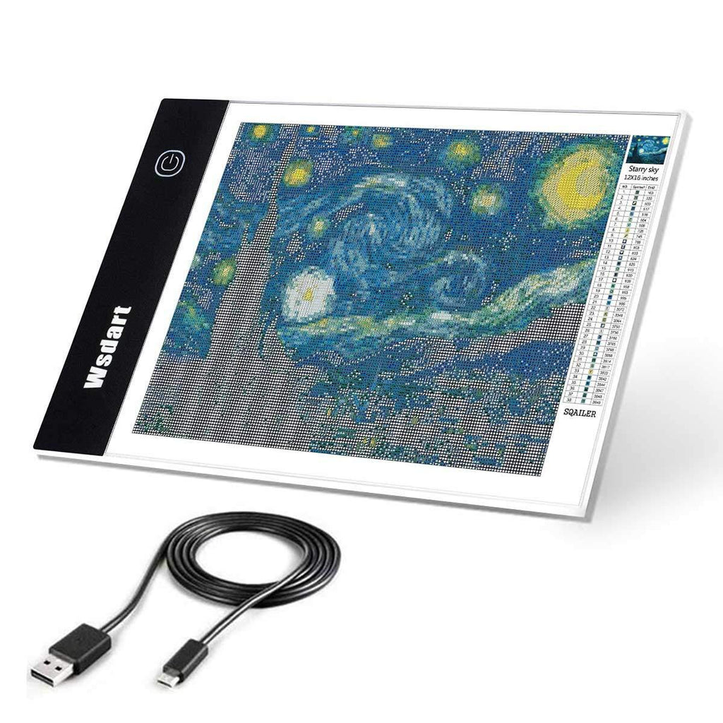 Wsdart A4 LED Light Pad for Diamond Painting - USB Powered Light Box Dimmable Brightness Light Board, Apply to Full Drill & Partial Drill 5D Diamond Painting