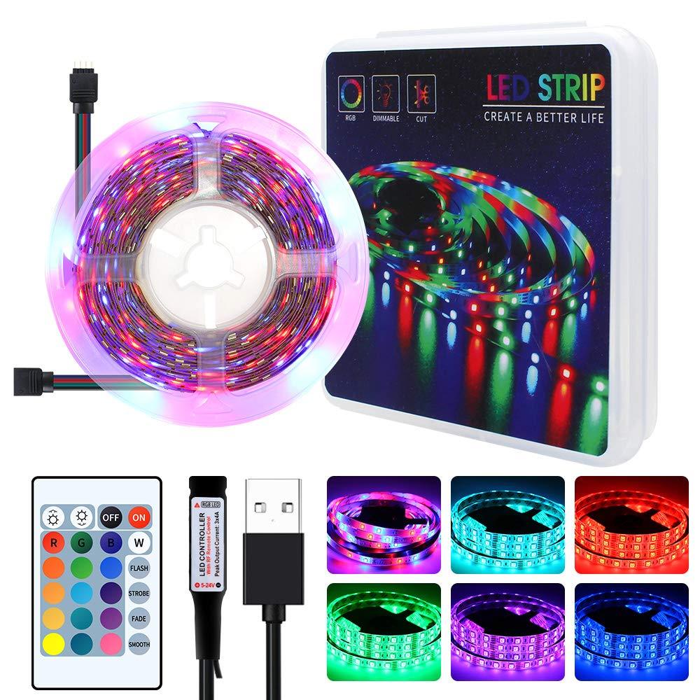 [AUSTRALIA] - LED Strip Lights 16.4ft with Remote Control, Flexible Color Changing Kit, USB 150 RGB 2835 Tape Light 5V Power Supply for Room, Bedroom, TV, Kitchen 