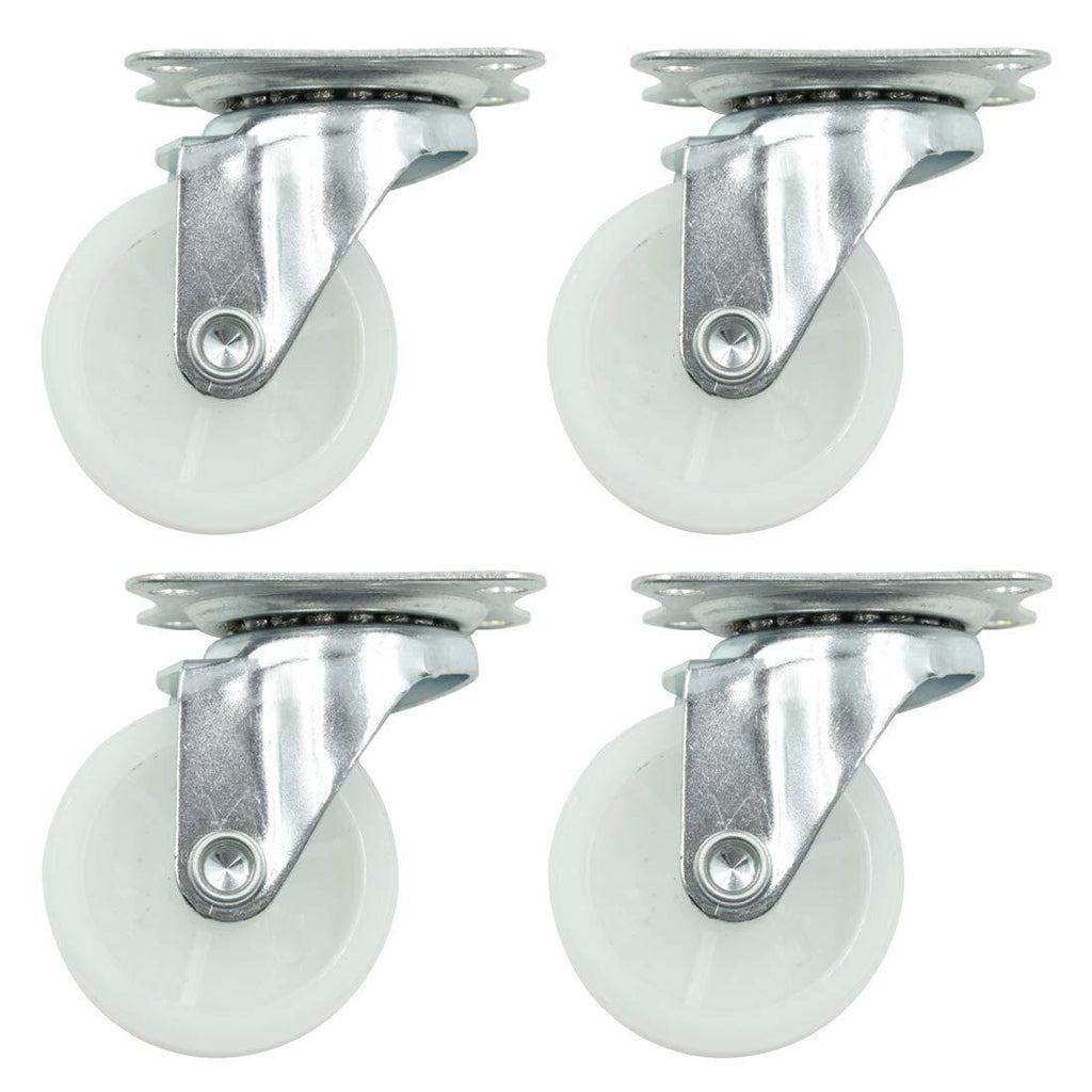 Hxchen 4Pcs 1.5 Inch Top Plate Swivel Stem Caster Wheels with 40mm Dia. Nylon Wheel Heavy Duty Caster (No Brake), Total Load Capacity 40kg/88lbs White