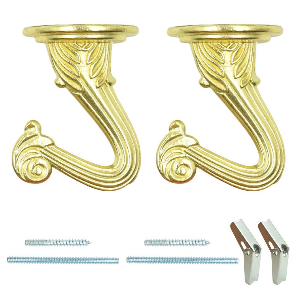 Hxchen 38mm/1.5" Ceiling Hooks - Heavy Duty Swag Hook with Steel Screws Bolts and Toggle Wings for Hanging Plants Ceiling Installation Cavity Wall Fixing Golden - (2 Sets) Gold