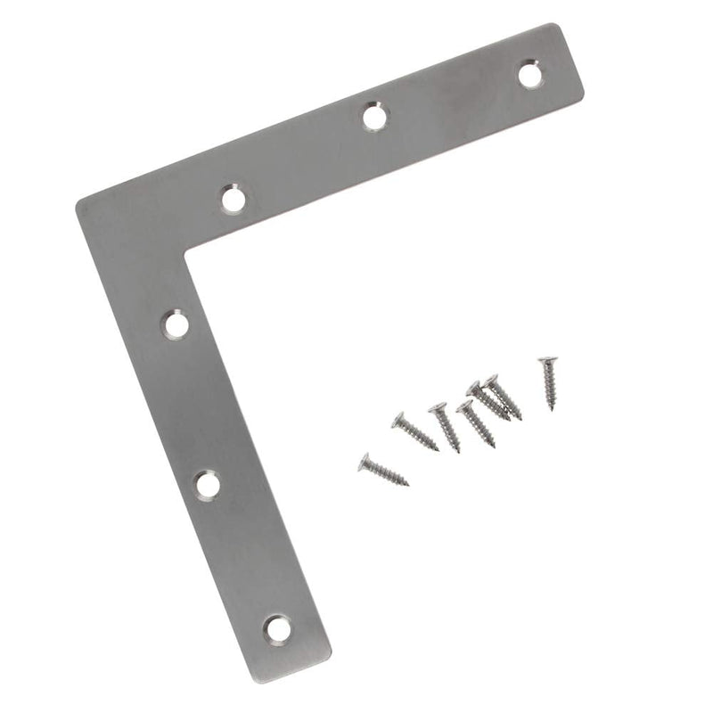 MroMax 4PCS L-Shaped Right Angle Bracket (L x W) Stainless Steel Right Angle Bracket Fastener Silver PCS