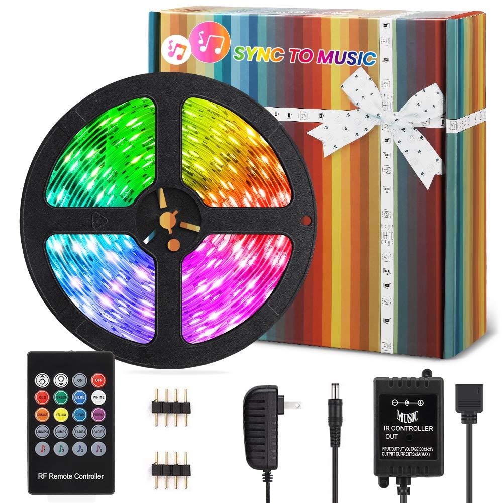 [AUSTRALIA] - LED Strip Lights, 16.4ft RGB LED Lights Strip 5050 Color Changing Lights with RF Remote, Flexible Tape LED Lights with Sync to Music for Bedroom, Home, Kitchen, Bar, TV Decoration 16.4ft with RF Remote 