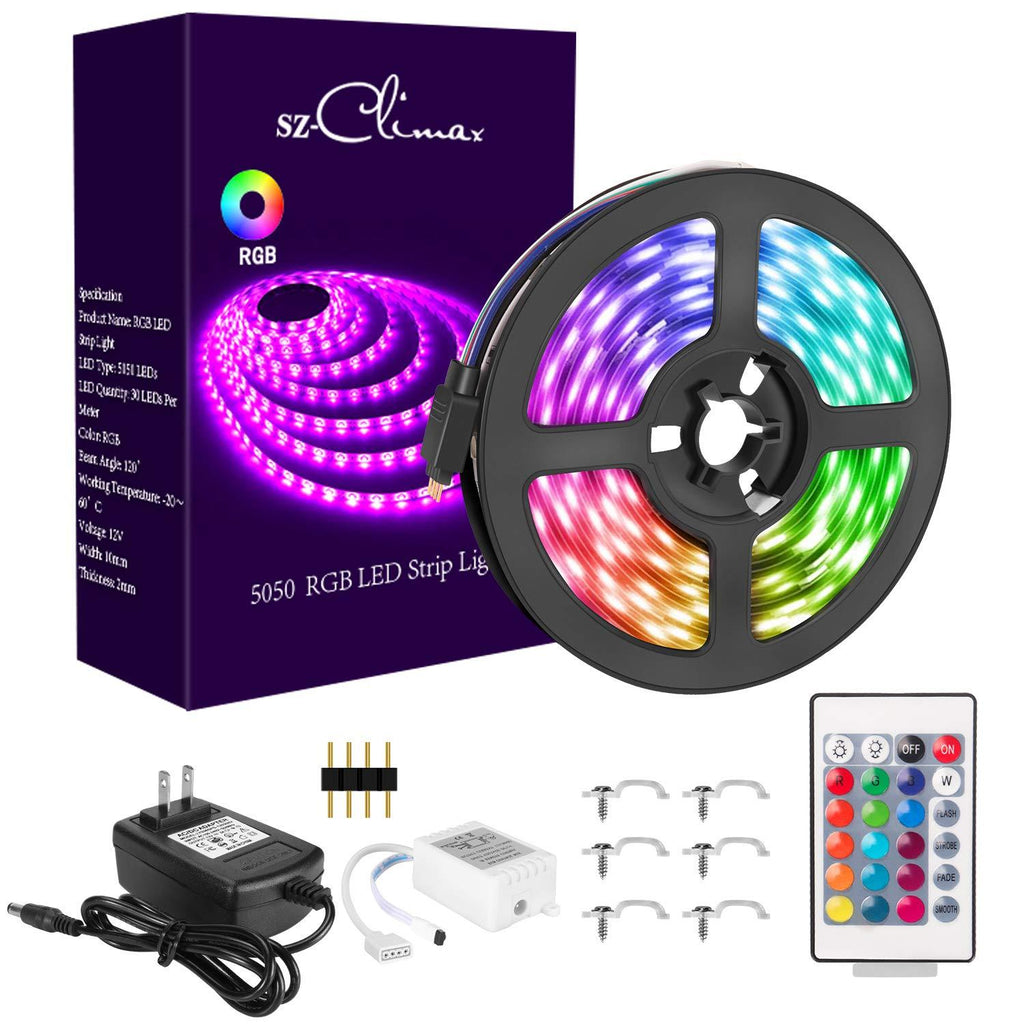 [AUSTRALIA] - RGB LED Strips Lights Kits 12V Color Changing Strip Lighting with Remote Rope Light for Room, Bedroom, Home, Kitchen Cabinet, Christmas, Party Decoration, Non-Waterproof (16.4FT/5M-RGB) 16.4FT/5M-RGB 
