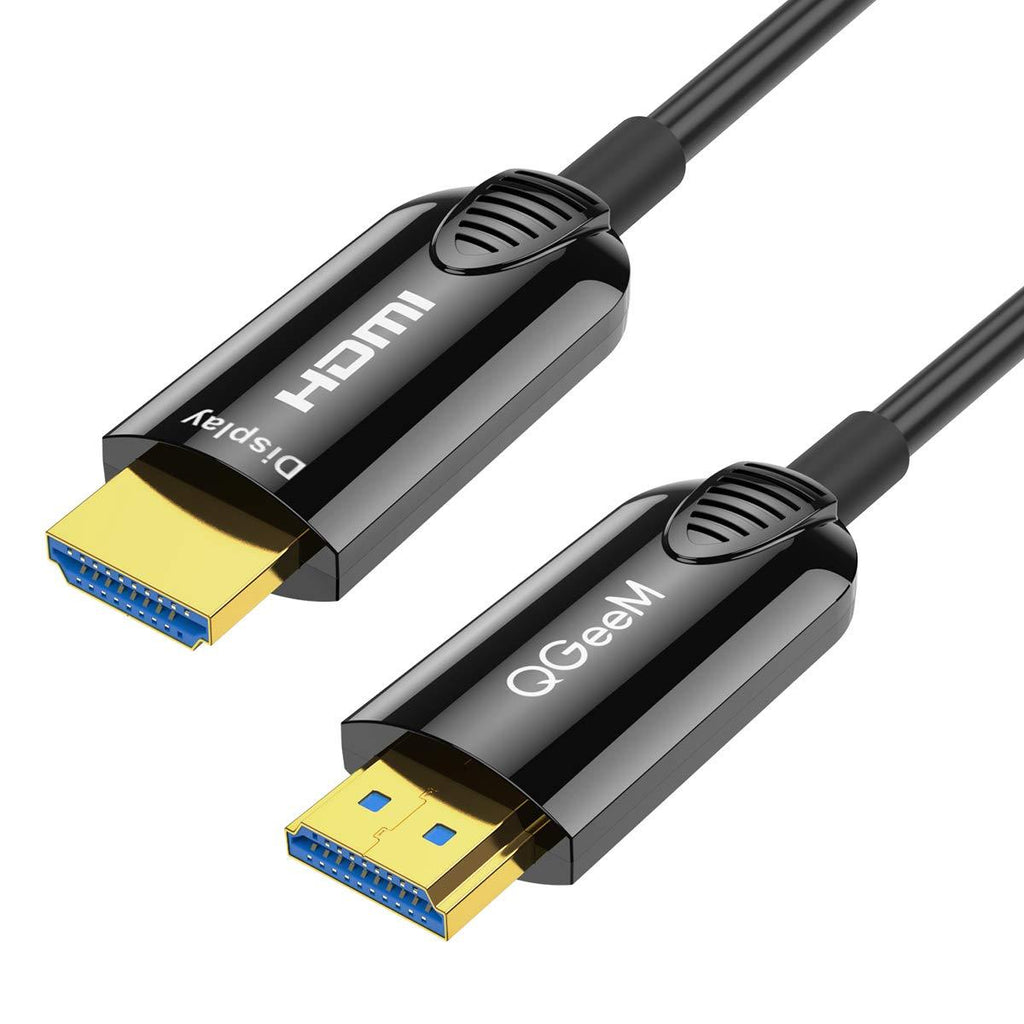 Fiber Optic HDMI Cable 50ft,QGeeM 4K 60Hz HDMI Cable High Speed 18Gbps HDMI 2.0 Black Cable,Zinc Alloy Case 15M, HDMI AOC Cable (33ft) 33ft