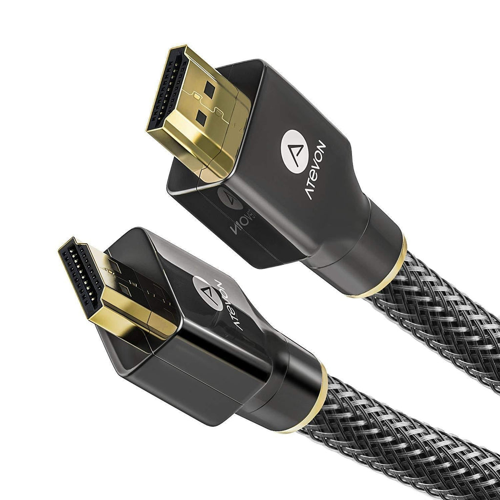 4K HDMI Cable, 15 ft, Atevon 18 Gbps, High Speed Gaming HDMI HDR Cable, 5K@30Hz, 4K@60Hz, 2K@165Hz, 1080P@240Hz, HDCP 2.2, 3D, ARC HDMI for UHD TV, Blu-ray, PS4/3, Projector, Monitor Zinc Alloy Gray