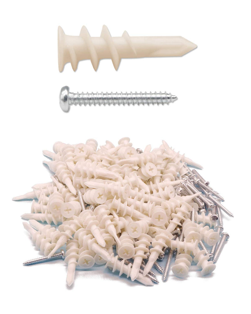 IMScrews 100pcs Plastic Self Drilling Drywall Anchors with Screws Assortment Kit, Wall Anchors Kit with 50pcs Screws/50pcs Drywall Anchors 100
