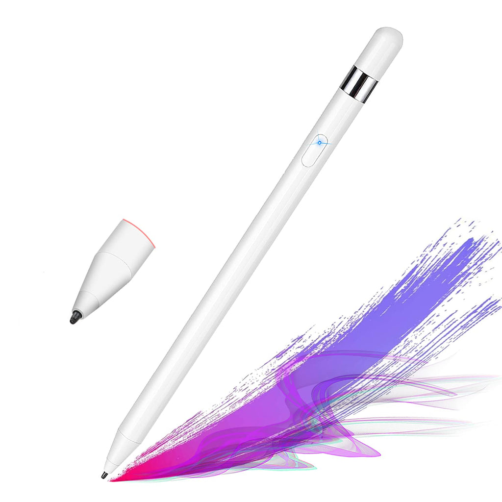 KKUYI Stylus Pen for iPad, Rechargeable Fine Point Digital Magnetic Disc Universal Stylus Pens Touch Screens for Apple/iPhone/ Ipad pro/ Mini/ Air/ Android/Microsoft and Most Capacitive Touch Screens White