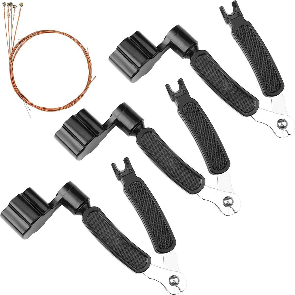 Eison Guitar String Winder Guitar Cutter and Bridge Pin Puller 3 in 1 Guitar Repair Tool Musical Instrument Accessories for Electric & Acoustic Guitar Ukulele Banjo Mandolin Bass 3Pack black 3