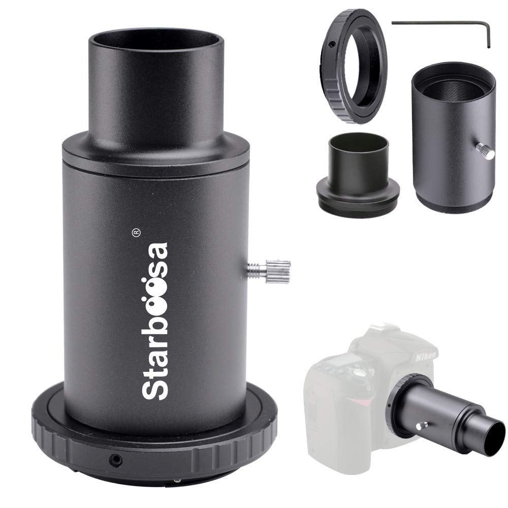 Starboosa 1.25-inch T Adapter and T2 T Ring Adapter - for Nikon SLR Cameras Connected to Telescopes - for Prime-Focus Or Eyepiece-Projection Photography Extension Adapter - for Nikon SLR