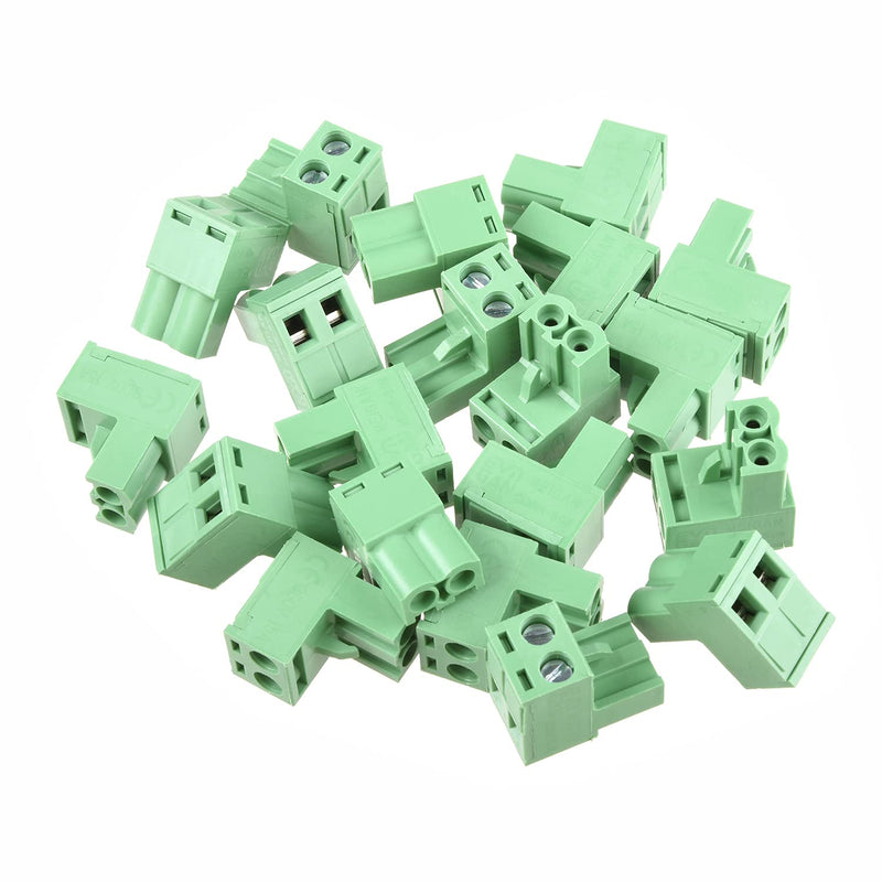 Fielect 20Pcs 5.08mm Pitch 2P PCB Screw Terminal Block Connector 300V 15A Pluggable Teminal Blocks Connector 2EDGK-5.08 Green