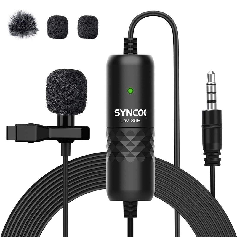 [AUSTRALIA] - [Official] Clip-on-Lavalier-Microphone, SYNCO-Lav-S6E-Lavalier Omnidirectional Condenser Label Mic, 6M Cord iPhone Android Smartphone PC Laptop Camera for Broadcast Interview YouTube Video Recording 