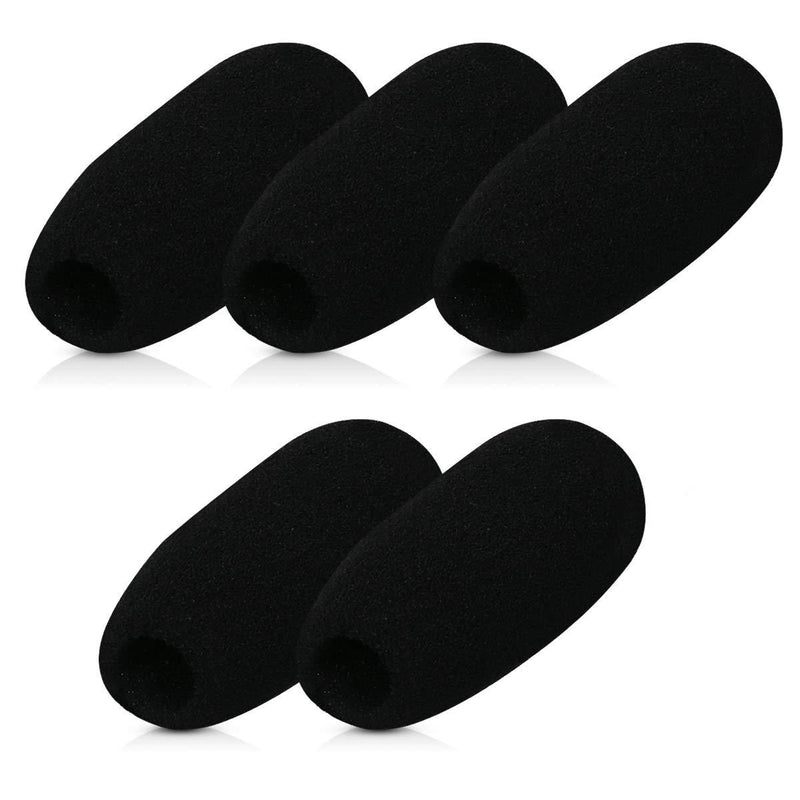 [AUSTRALIA] - kwmobile Microphone Foam Covers (Set of 5) - 1.9 x 0.5 inches () Windscreen Protective Pop Filter Pack for Microphones - Black 4.8x1.2 cm 