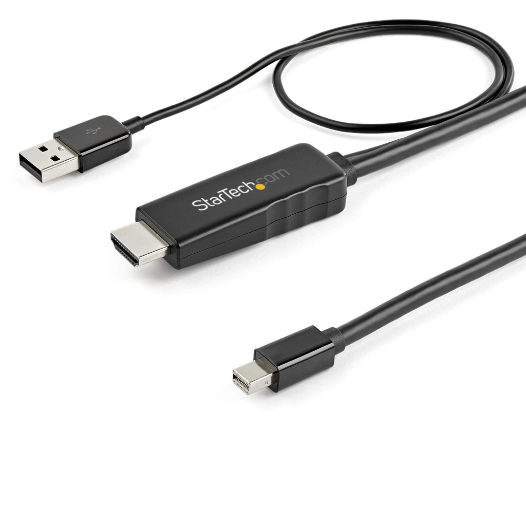 StarTech.com 3ft (1m) HDMI to Mini DisplayPort Cable 4K 30Hz - Active HDMI to mDP Adapter Converter Cable with Audio - USB Powered - Mac & Windows - Male to Male Video Adapter Cable (HD2MDPMM1M)