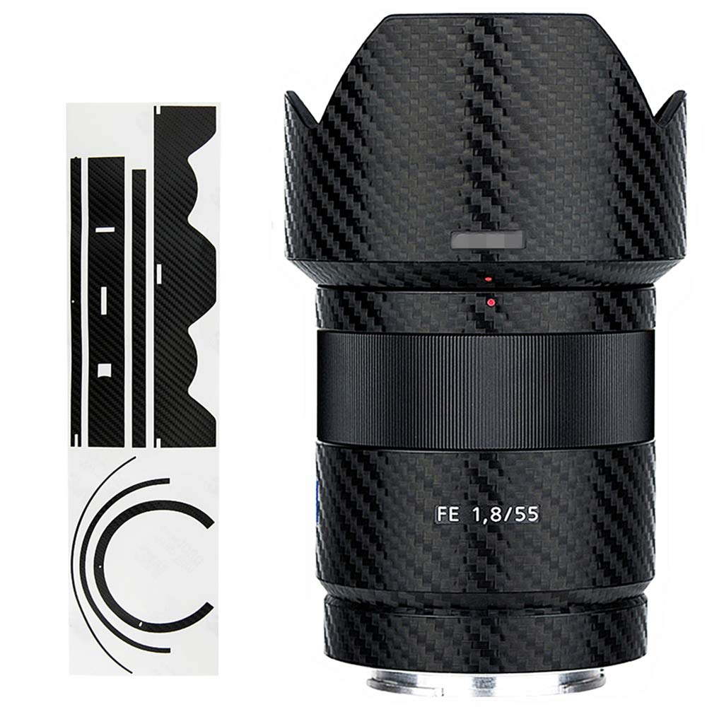 Anti-Scratch Lens and Lens Hood Cover Skin Sticker Protector Film for Sony FE 55mm F1.8 ZA SEL55F18Z Lens & ALC-SH131 Lens Hood Skin Guard Shield - Carbon Fiber Pattern