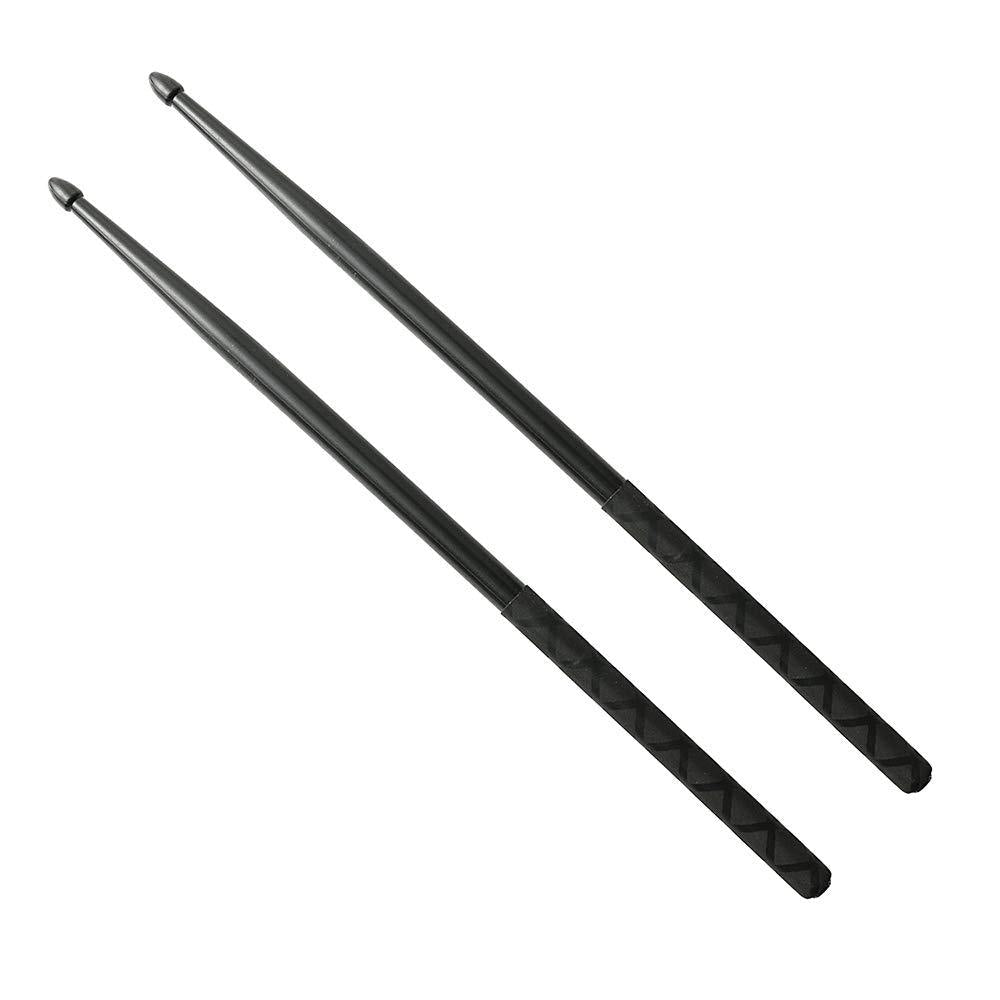 Nylon Drumsticks for Drum Set 5A Light Durable Plastic Exercise ANTI-SLIP Handles Drum Sticks for Kids Adults Musical Instrument Percussion Accessories (Black) Black