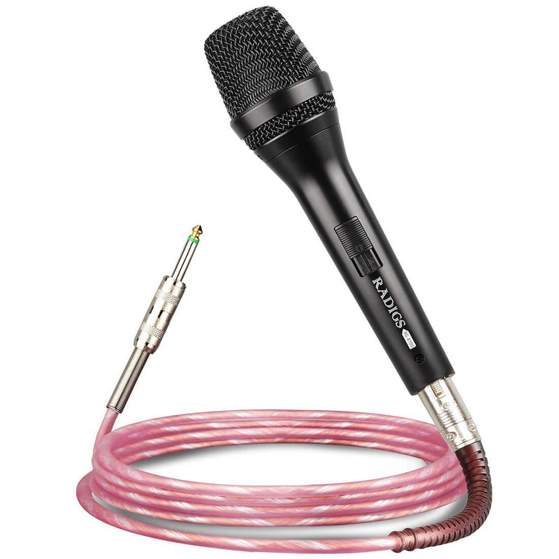 [AUSTRALIA] - Premium Dynamic Karaoke Microphone with On/Off Switch & 16ft XLR Thick Cable, RADIGS Wired Cardioid Mics, Compatible with Karaoke Machine/Mixer/AMP/Speaker, for Singing//Wedding/Home Studio Recording 