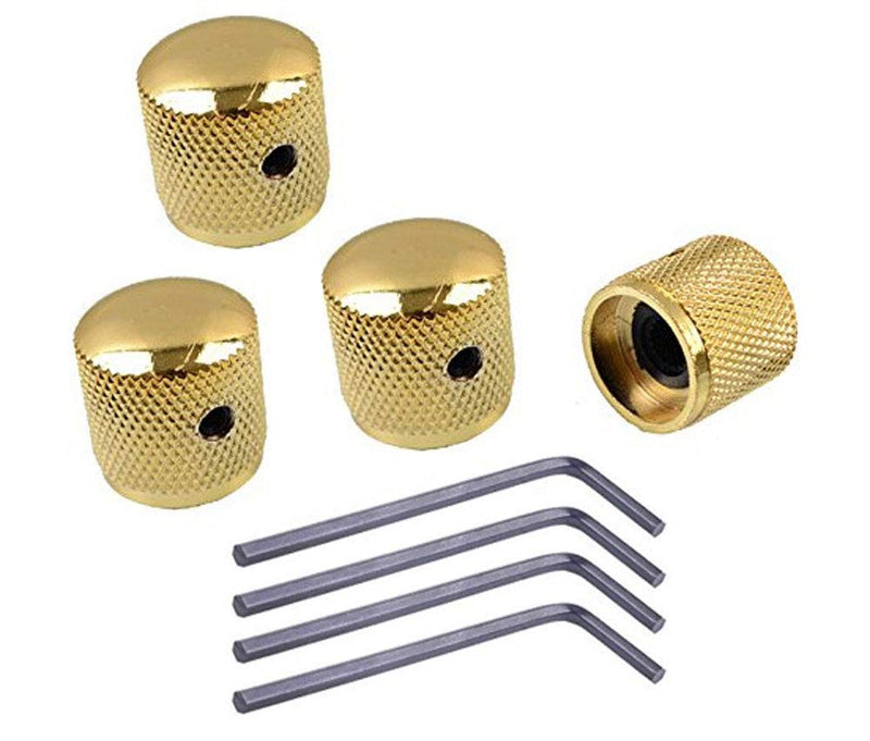 Tzong 4Pcs Gold Metal Electric Guitar Bass Tone Volume Knob Dome Speed Control Knobs with Wrench