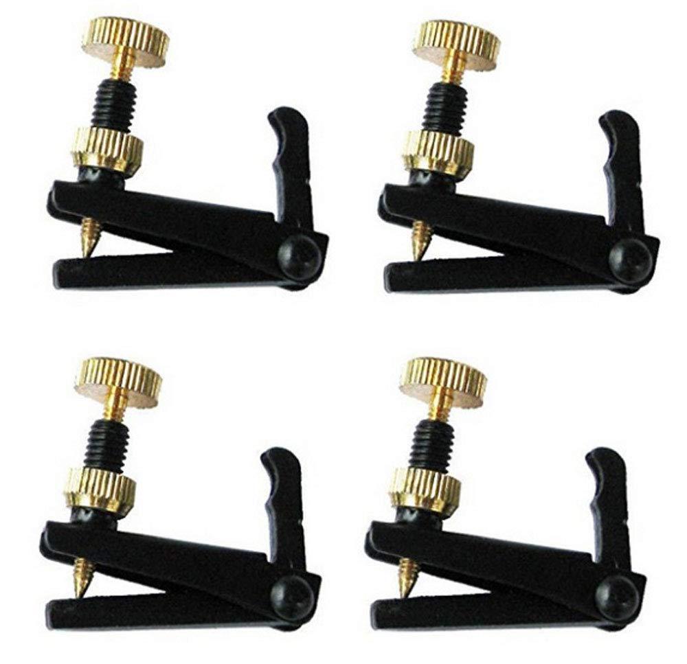 Tzong 4Pcs Black Violin Fine Tuners for 4/4-3/4 Violin Metal String Adjuster Nickel Plated Anti Rust