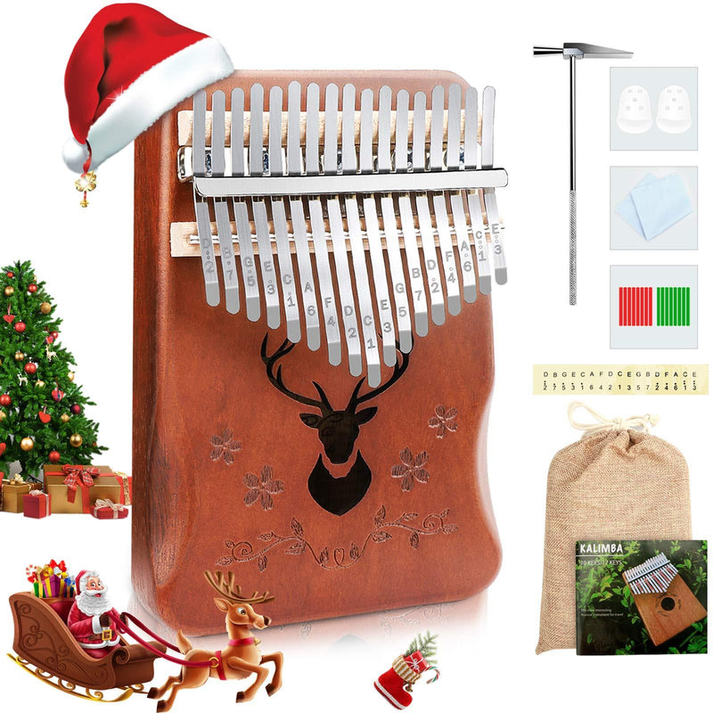 VIBOLA Kalimba 17 Keys Thumb Piano, Finger Piano Portable Solid African Wood Finger Piano Gift for Kids and Adults Beginners with Study Instruction and Tuning Hammer