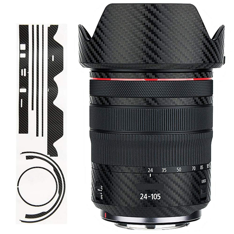 Anti-Scratch Lens and Lens Hood Cover Skin Sticker Protector Film for Canon RF 24-105mm F4 L is USM Lens & EW-83N Lens Hood Skin Guard Shield - Carbon Fiber Pattern