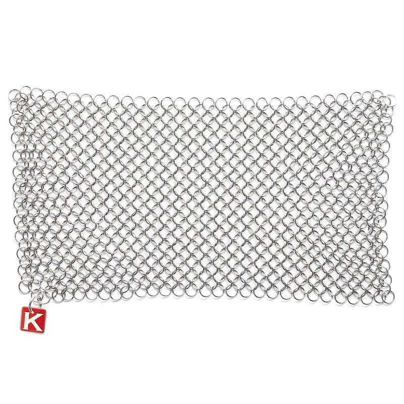 Knapp Made CM Scrubber 9"x6" Small Ring Chainmail Scrubber - For Cast Iron, Stainless Steel, Hard Anodized Cookware - Cast Iron Cleaner