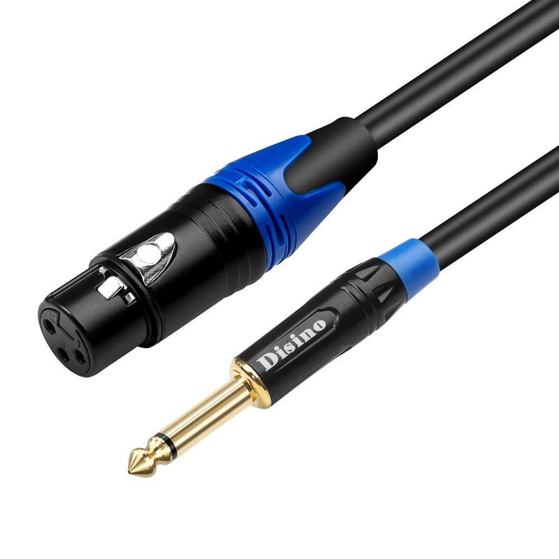 [AUSTRALIA] - DISINO Female XLR to 1/4 Inch (6.35mm) TS Mono Jack Microphone Cable, Unbalanced 3 Pin XLR Female to 1/4" TS Plug Interconnect Wire Mic Cord for Dynamic Microphone - 3.3 Feet/1 Meter 