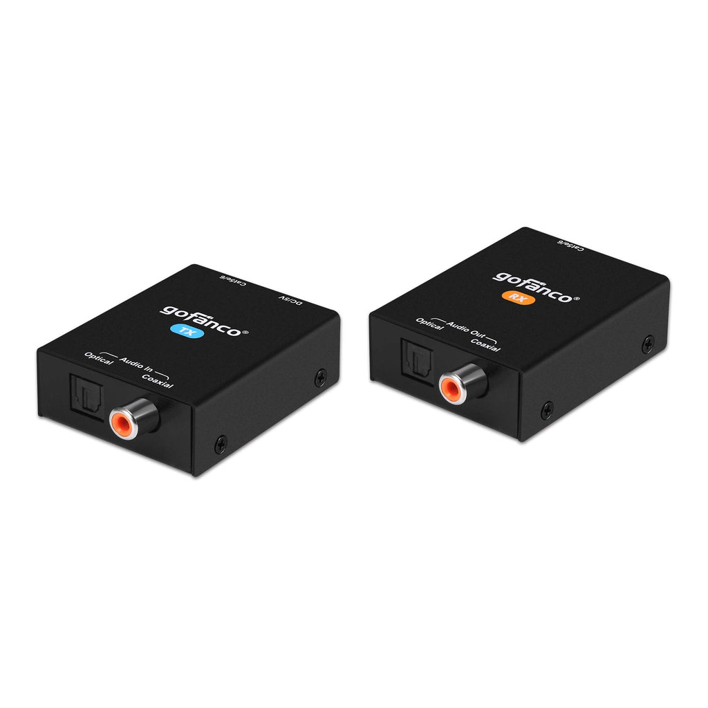 gofanco Audio Extender Over CAT5e / CAT6 Ethernet Balun – Coaxial/Optical Toslink Digital, 984ft (300m) Extension, PoC, 5.1-Channel, Supports Dolby Digital 5.1, DTS 5.1, DTS-HD, PCM (AudioCATExt) 984ft 5.1-Channel