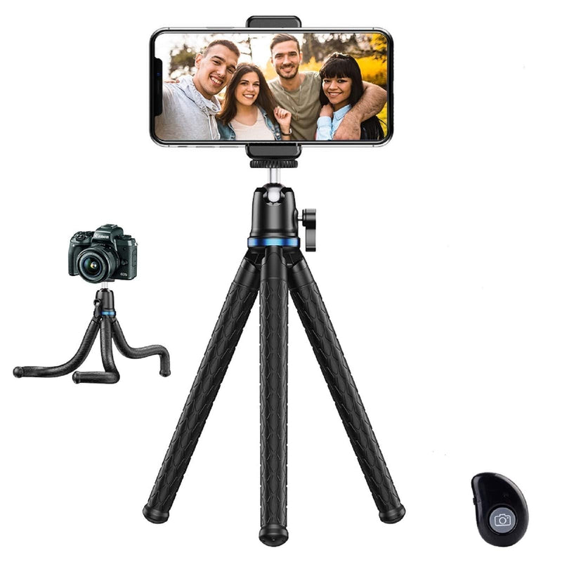 Phone Tripod, Apexel Flexible Tripod Stand with Wireless Remote Shutter and Universal Clip,Compatible with iPhone, Android Phone, Sports Camera GoPro